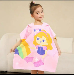 Princess Rainbow Girl Poncho Bath Towel for Girls. Cool Poncho Bath Robe Towels for Kids at lowest prices only @ Famyo. Shop 2 Poncho Towels @ Just Rs 999 with poncho999